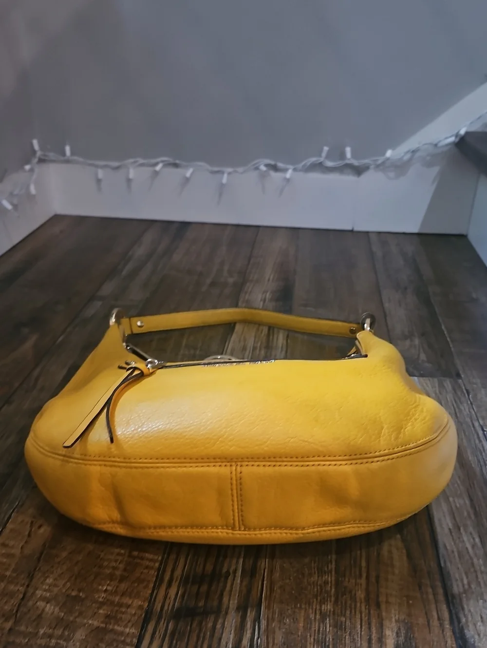 Michael Kors Mustard Yellow Leather Hobo with MK Gold Charm